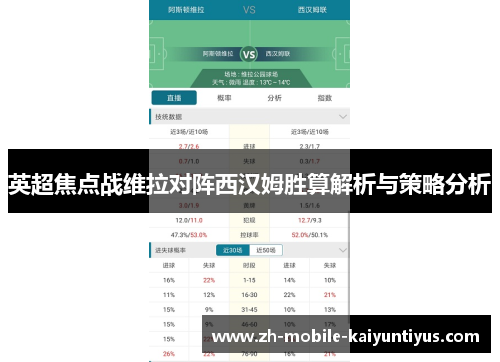 英超焦点战维拉对阵西汉姆胜算解析与策略分析